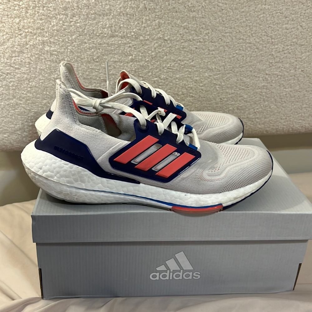 Adidas Ultraboost 22, women’s size 7.5, crystal white/turbo